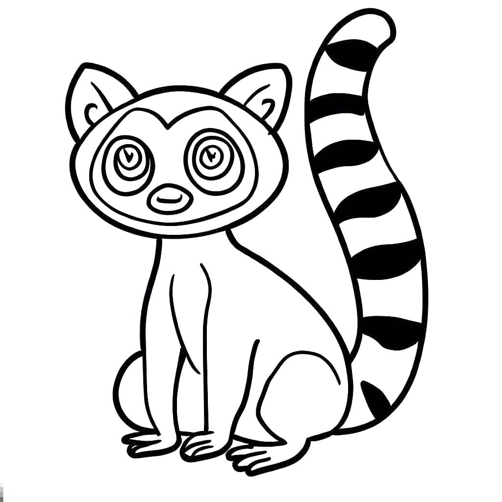 Desenho de Pequeno Lemure Fofo para Colorir