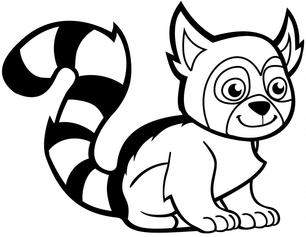 Desenho de um Lemure Fofo para Colorir