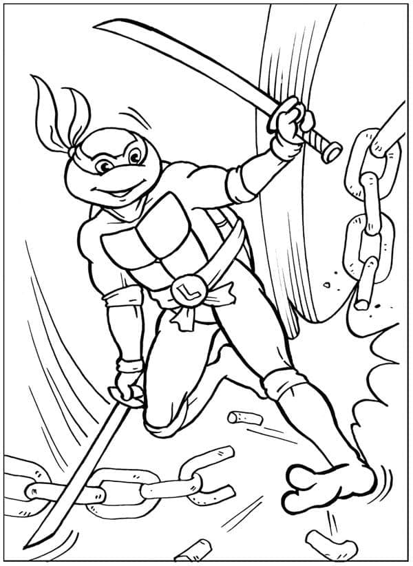 Desenho de Leonardo Tartarugas Ninja Feliz para Colorir