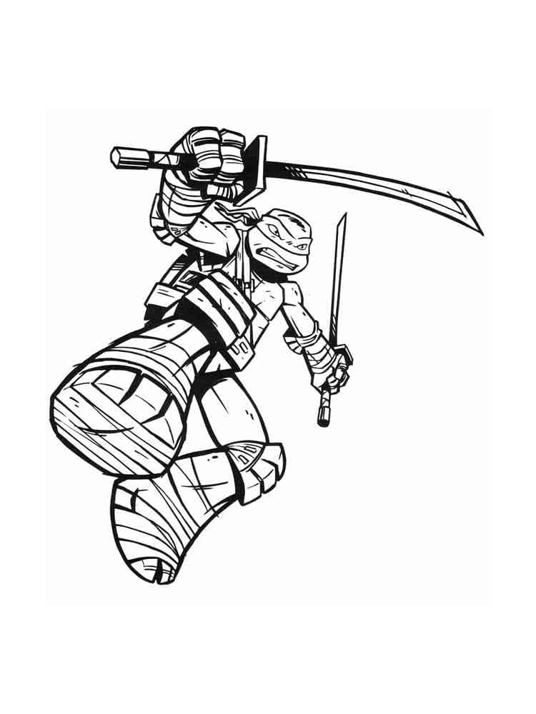 Desenho de Leonardo Tartarugas Ninja Irritado para Colorir