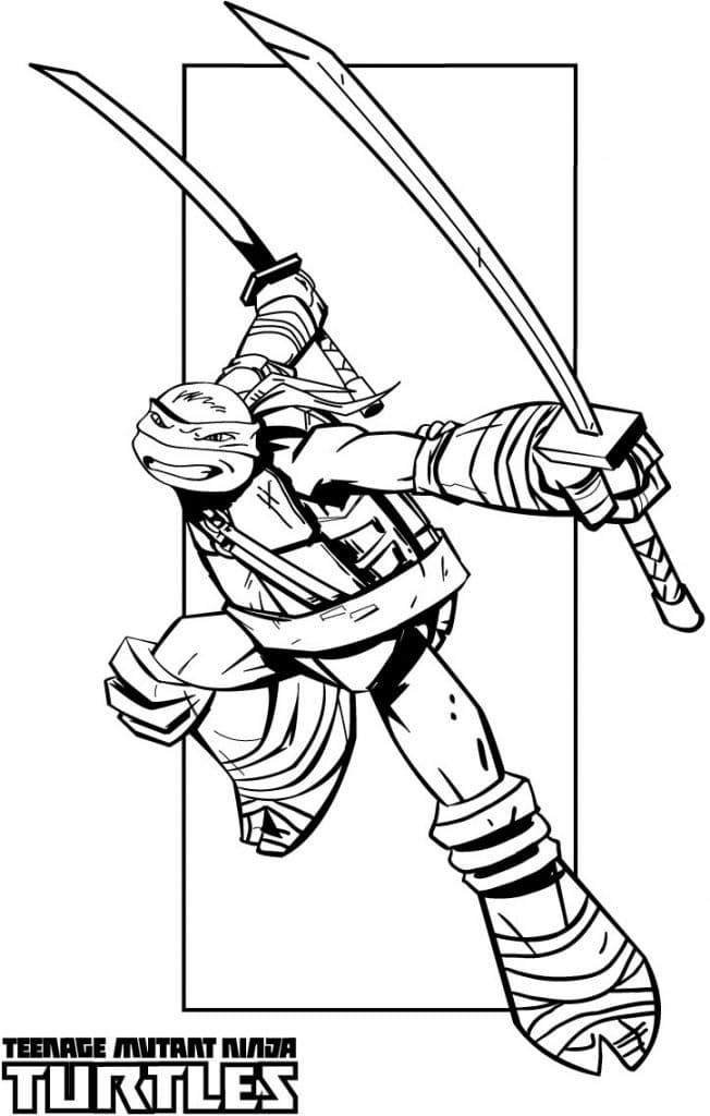 Desenho de Leonardo Tartarugas Ninja para Colorir Lápis de Cor