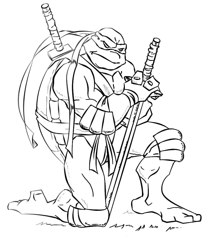 Desenho de Leonardo Tartarugas Ninja para Crianças para Colorir