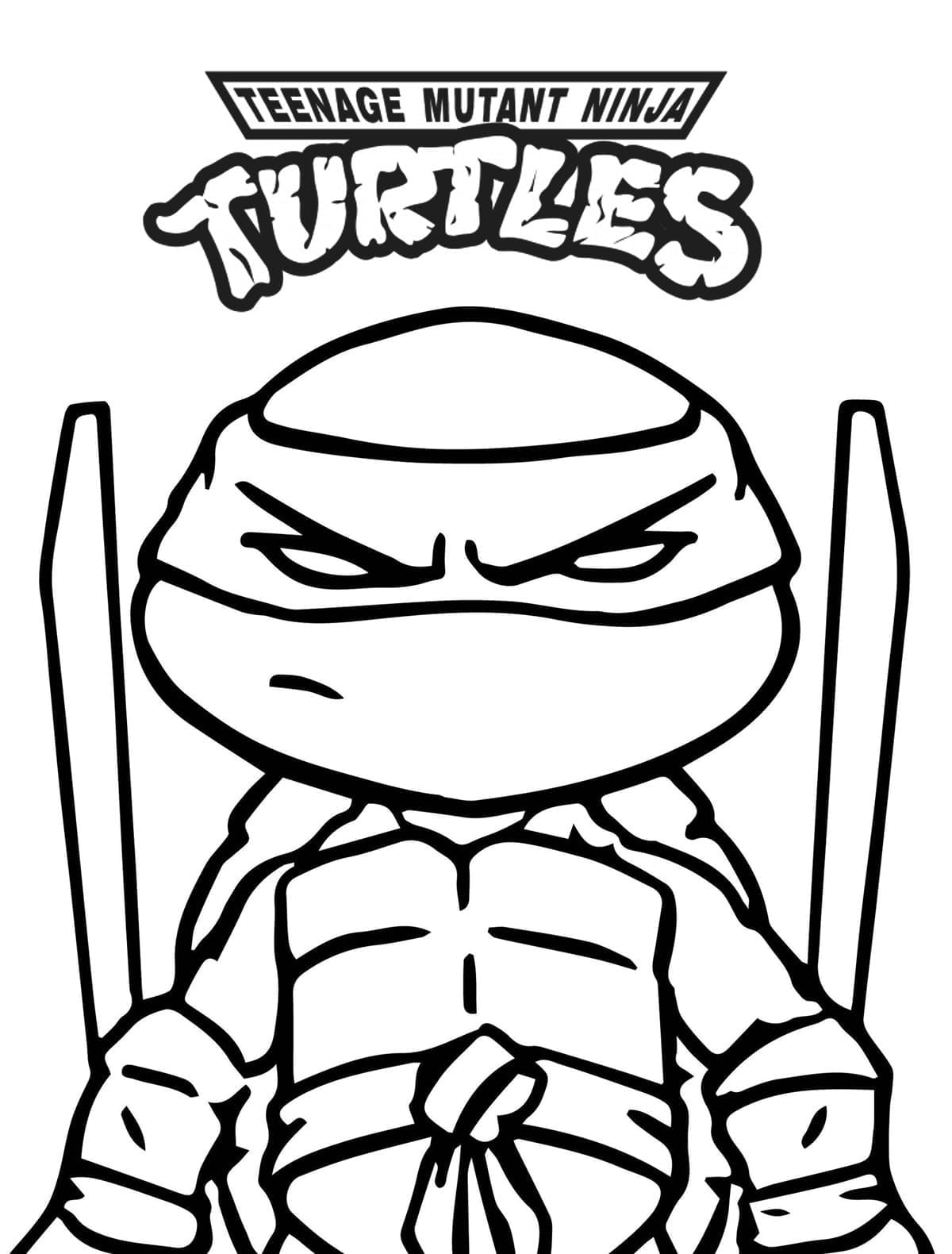 Desenho de Pequeno Leonardo Tartarugas Ninja para Colorir