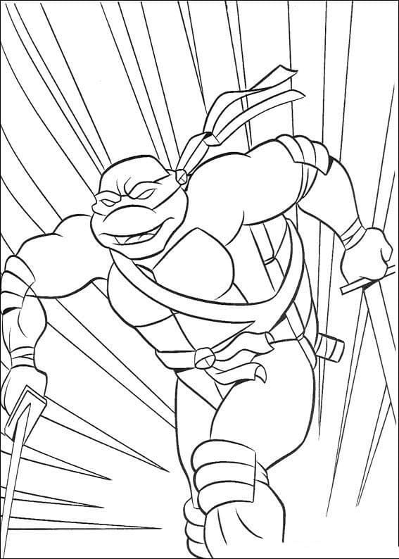 Desenho de Tartarugas Ninja Leonardo Correndo para Colorir