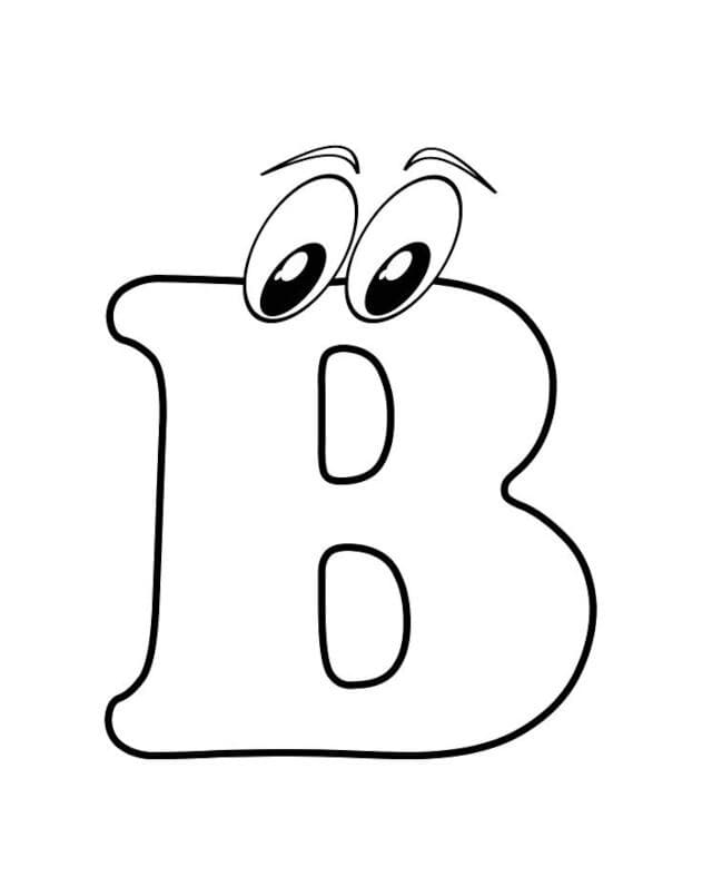 Desenho de Letra B com Olhos para Colorir