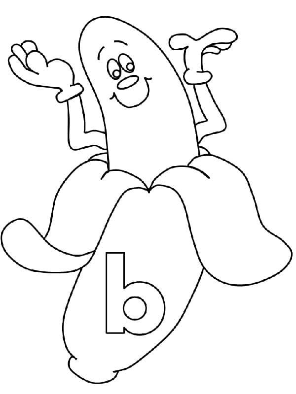 Desenho de Letra B e para Banana para Colorir