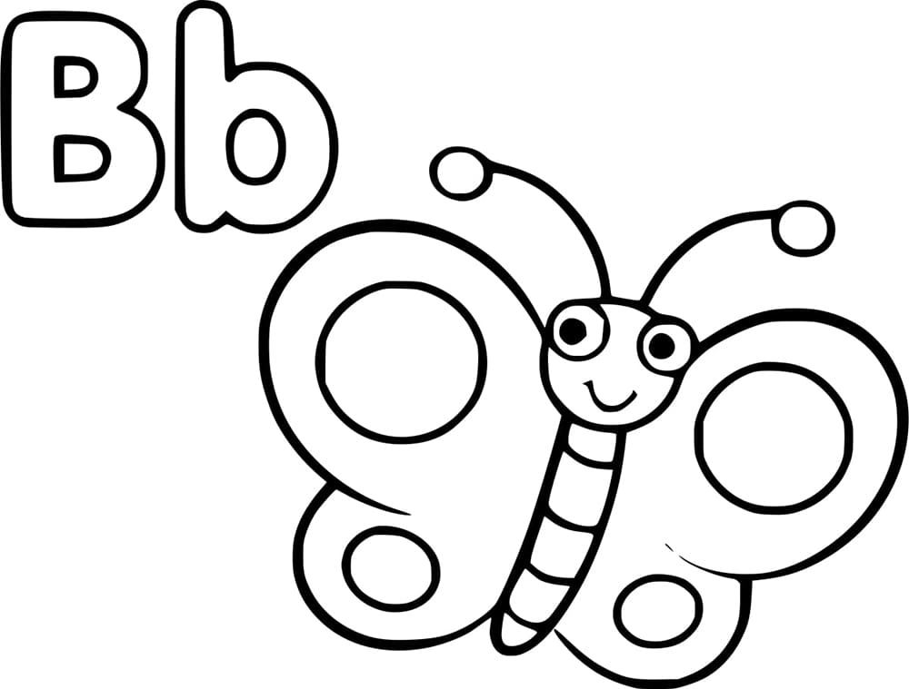 Desenho de Letra B e para Borboleta para Colorir