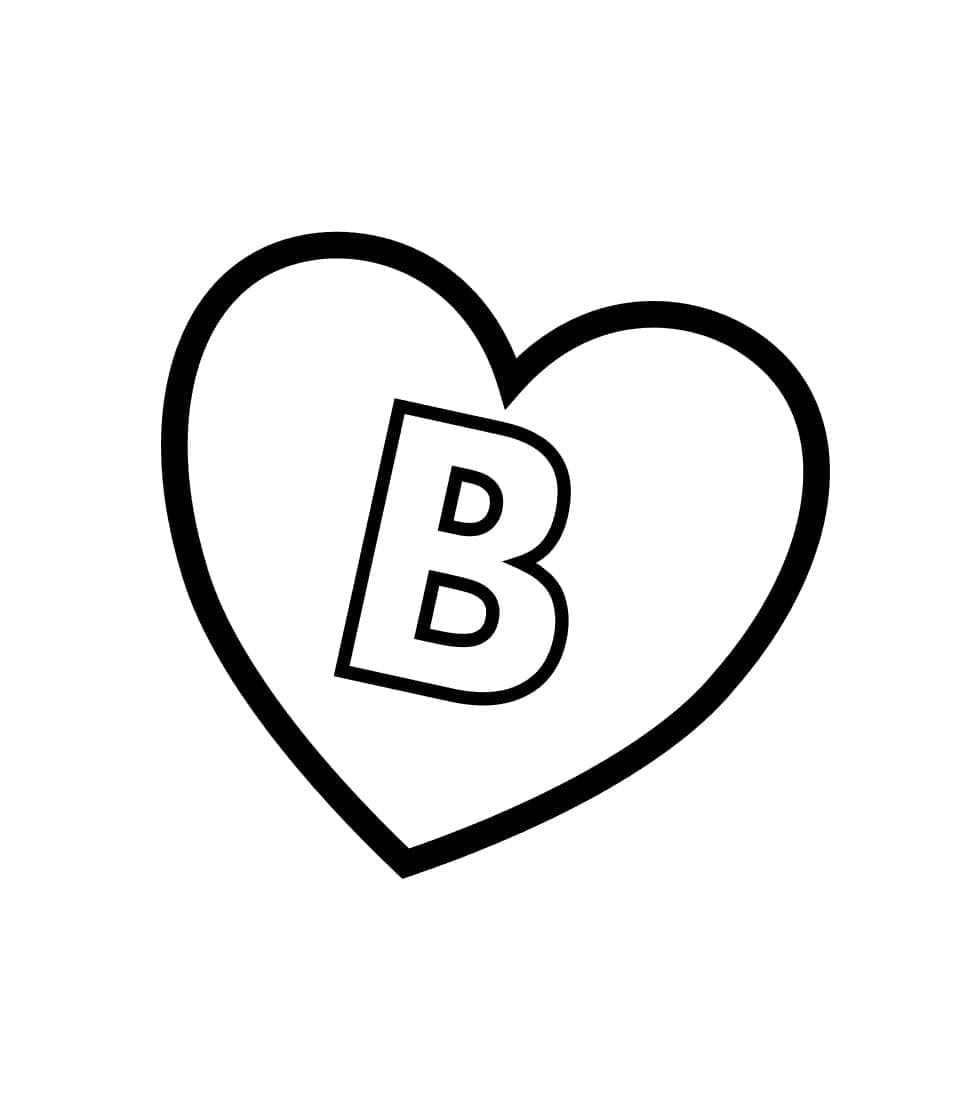 Desenho de Letra B no Coração para Colorir