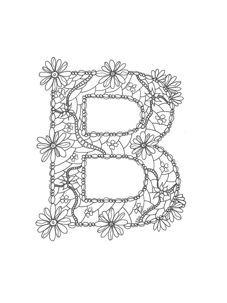 Desenho de Letra B para Crianças de 1 Ano para Colorir