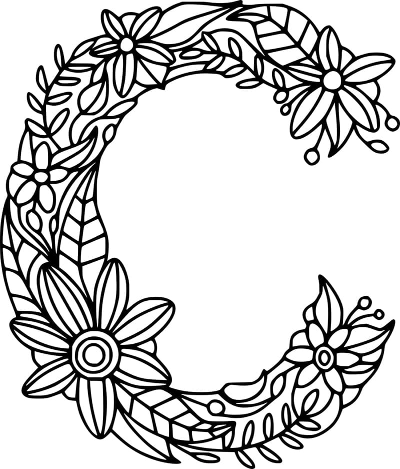 Desenho de Bela Letra C para Colorir