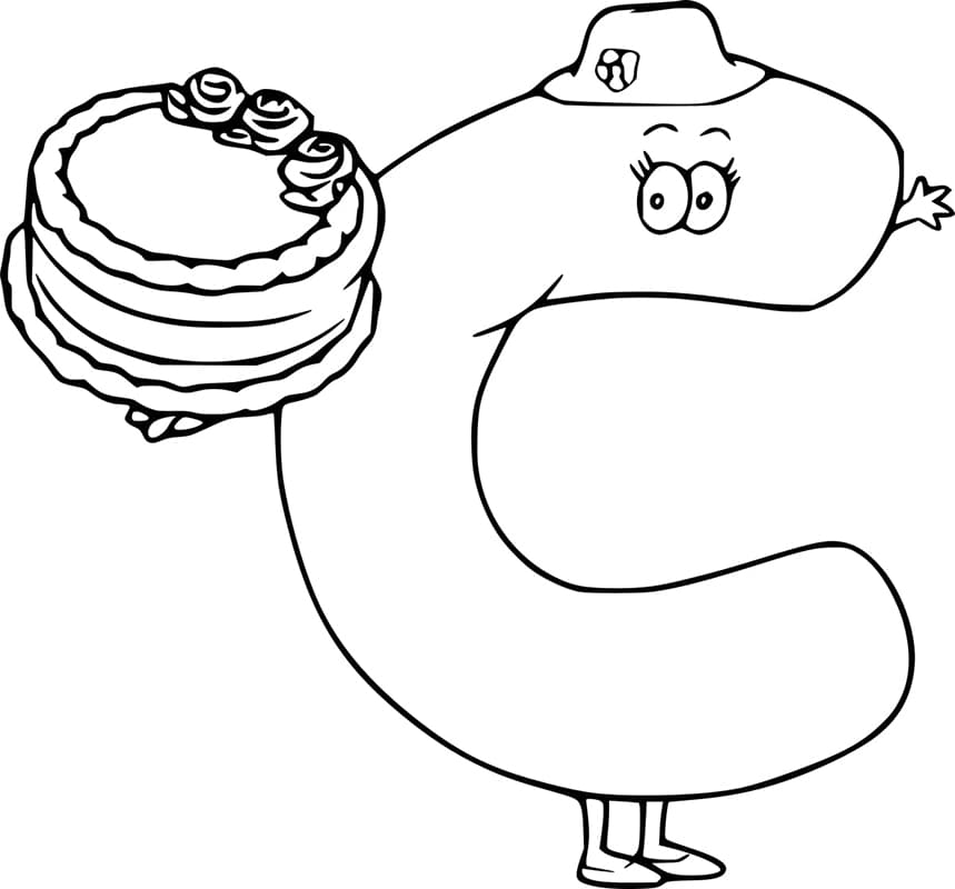 Desenho de Letra C Animada para Colorir