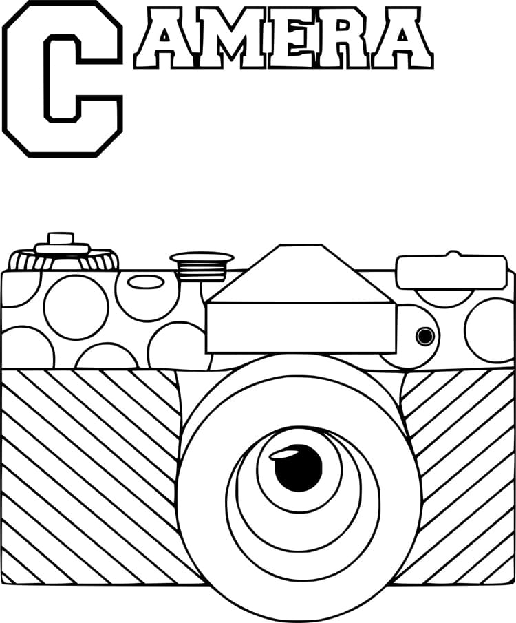 Desenho de Letra C e para Câmera para Colorir