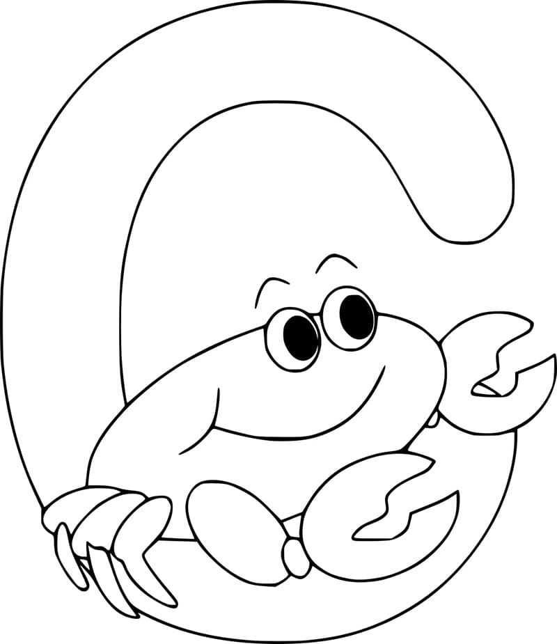 Desenho de Letra C e para Caranguejo para Colorir