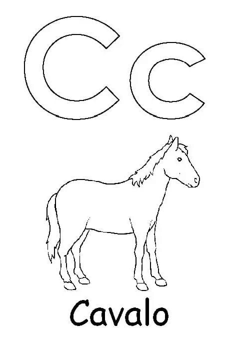 Desenho de Letra C e para Cavalo para Colorir