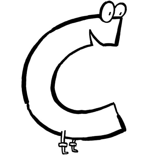 Desenho de Letra C Engracada para Colorir
