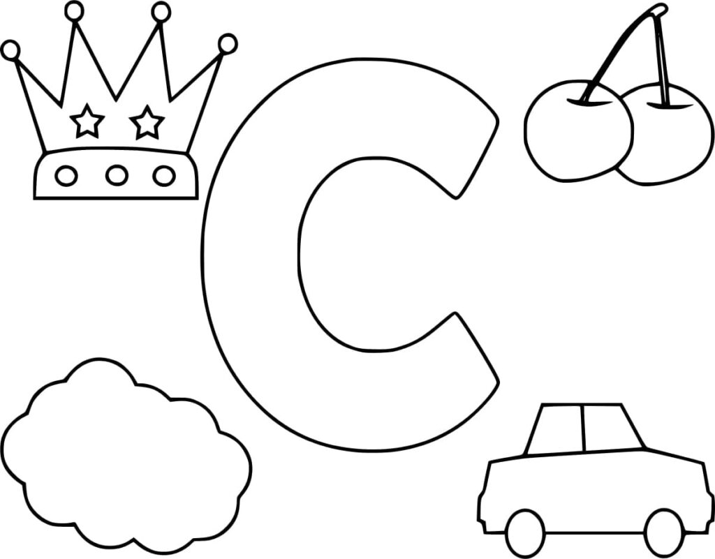 Desenho de Letra C Fácil para Colorir