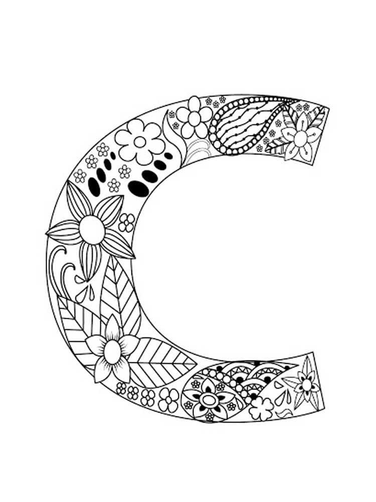Desenho de Letra C Grátis para Colorir