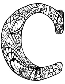 Desenho de Letra C Zentangle para Colorir