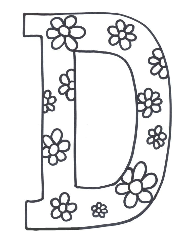 Desenho de Adorável Letra D para Colorir