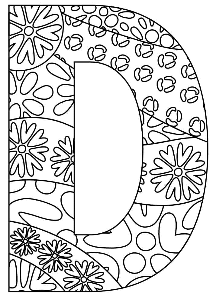 Desenho de Bela Letra D para Colorir