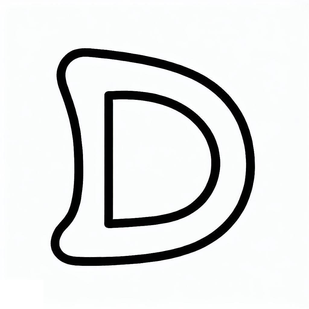 Desenho de Imagem de Letra D para Colorir