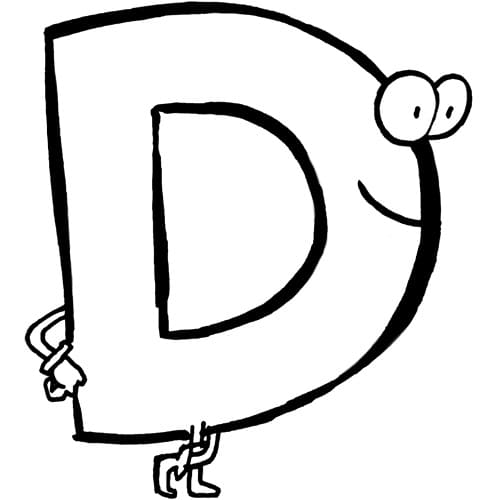 Desenho de Letra D Engracada para Colorir