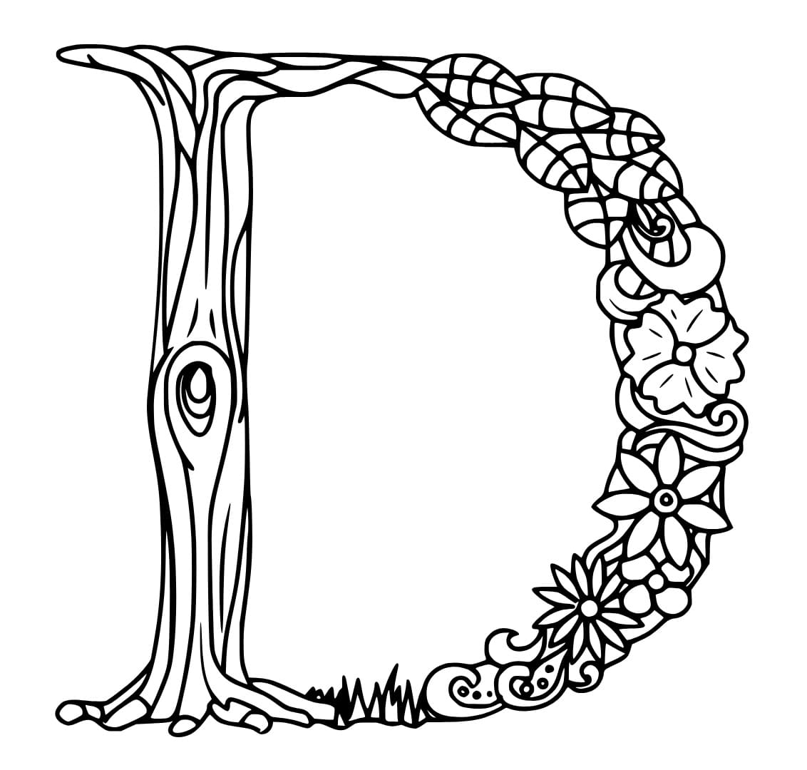Desenho de Letra D Grátis para Colorir