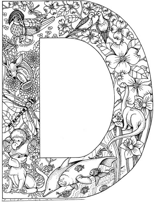 Desenho de Letra D Incrível para Colorir