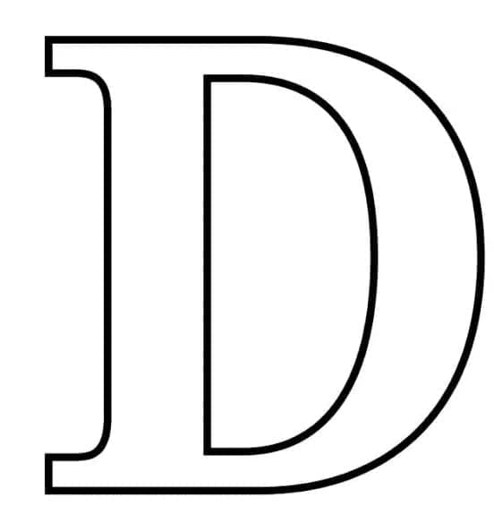 Desenho de Letra D Maiúscula para Colorir