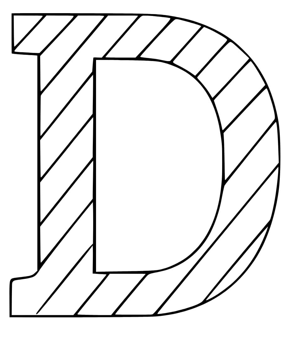 Desenho de Letra D Muito Fácil para Colorir