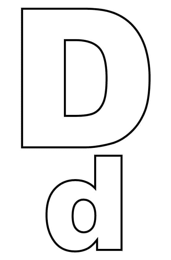 Desenho de Letra D Simples para Colorir