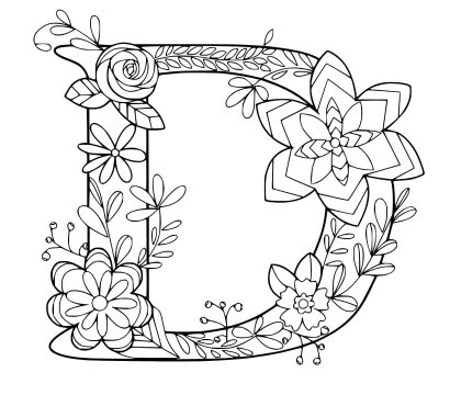 Desenho de Linda Letra D para Colorir