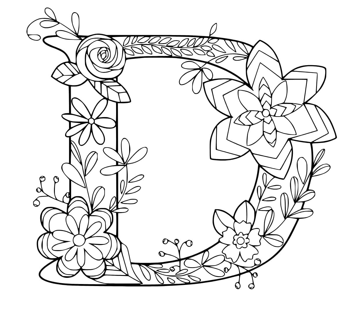 Desenho de Linda Letra D para Colorir