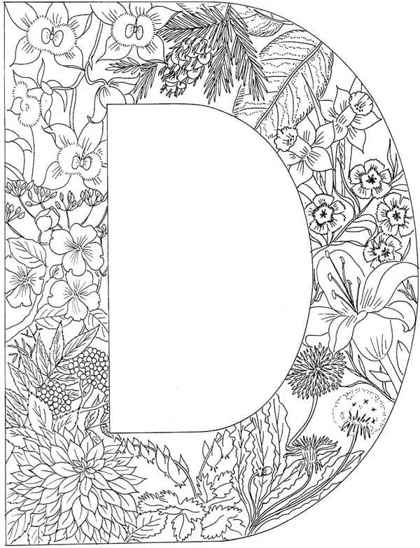Desenho de Maravilhosa Letra D para Colorir