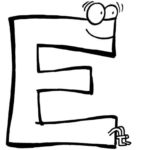 Desenho de Letra e Engracada para Colorir