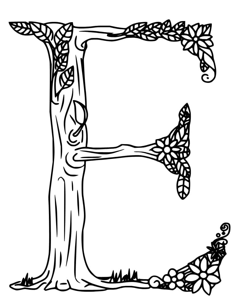 Desenho de Letra e Grátis para Colorir
