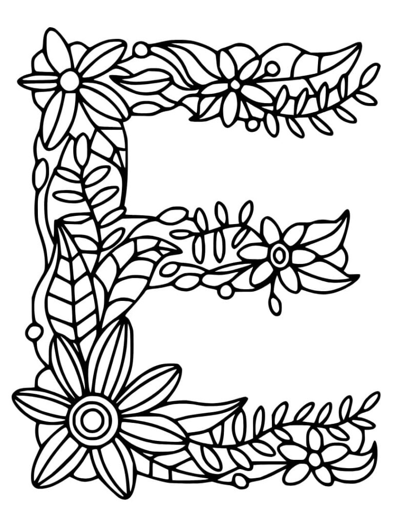 Desenho de Letra e para Crianças para Colorir