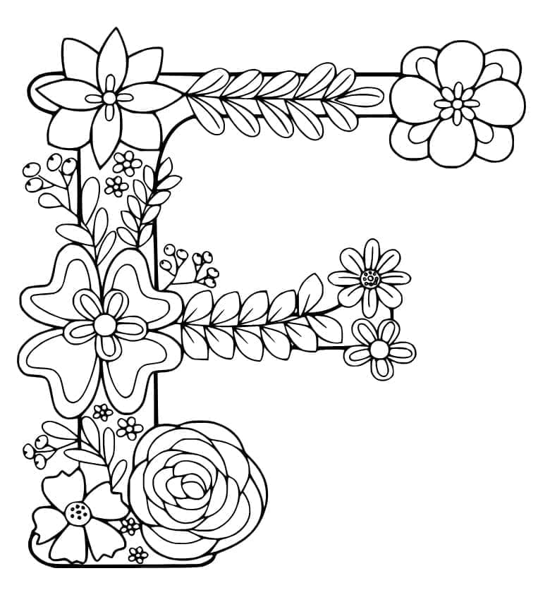 Desenho de Bela Letra F para Colorir
