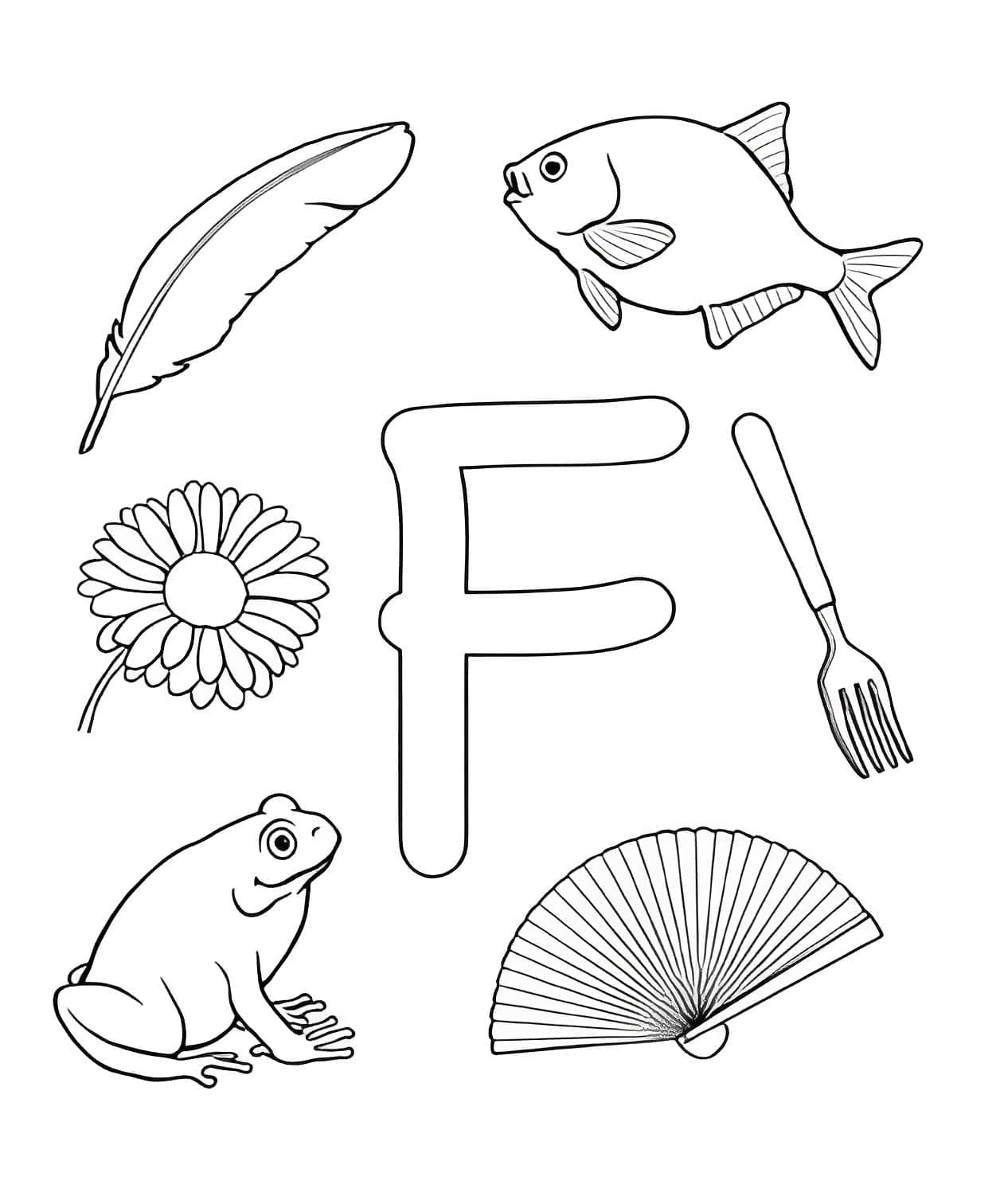 Desenho de Foto de Letra F para Colorir