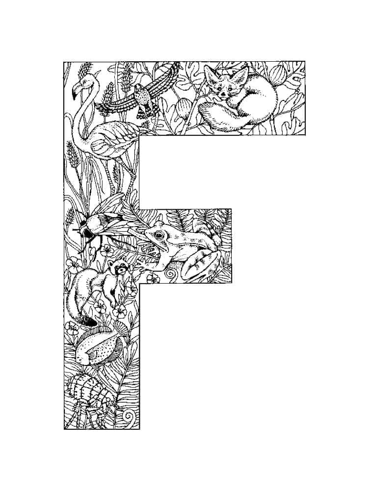 Desenho de Imagem da Letra F para Colorir