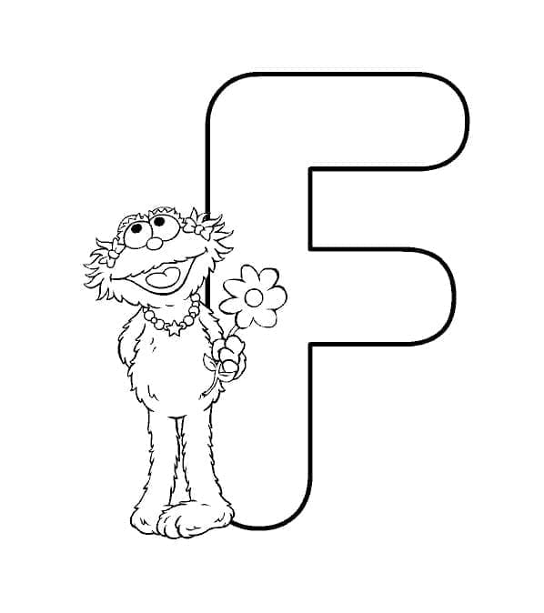Desenho de Letra F Básica para Colorir