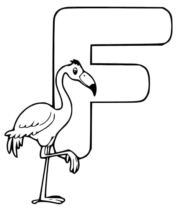Desenho de Letra F e para Flamingo para Colorir