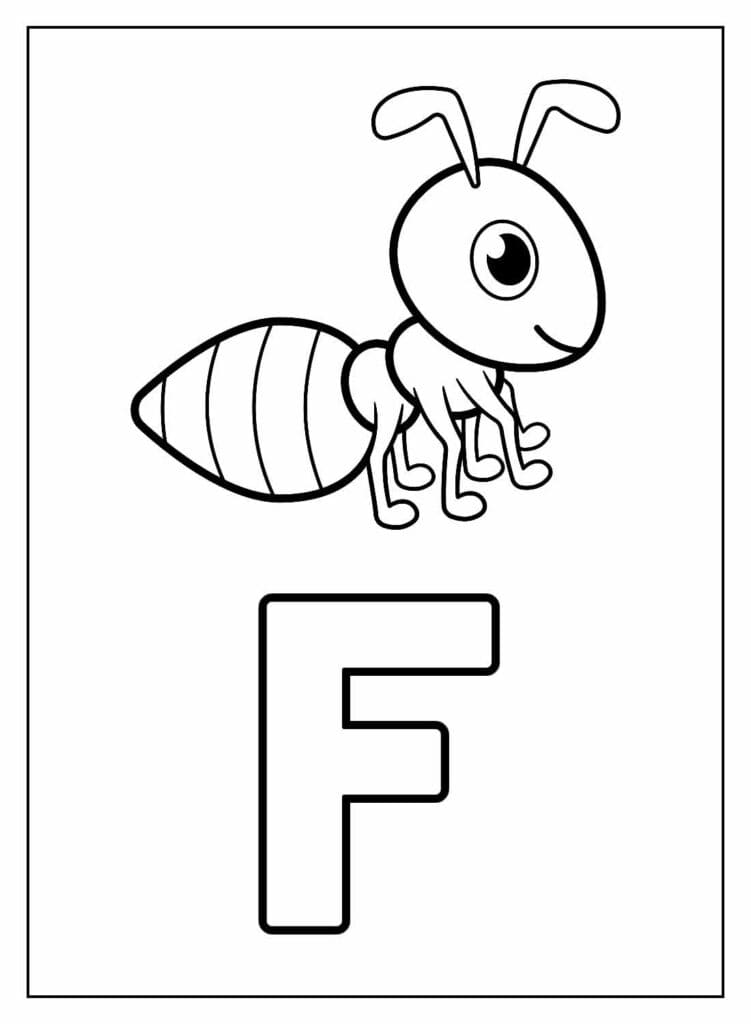 Desenho de Letra F e para Formigá para Colorir