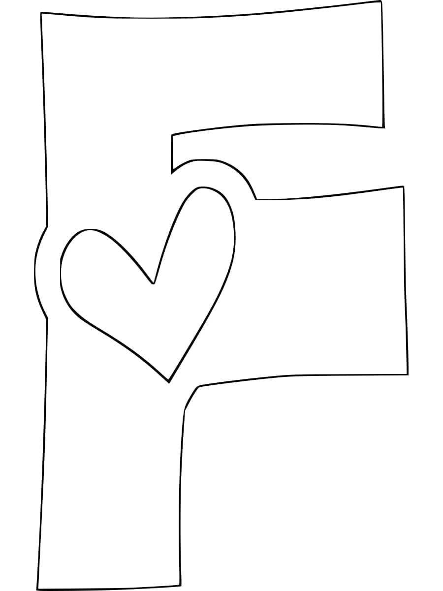 Desenho de Letra F Fácil para Colorir