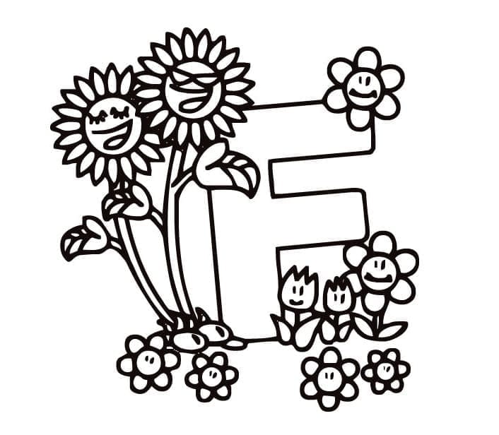 Desenho de Letra F Grátis para Colorir