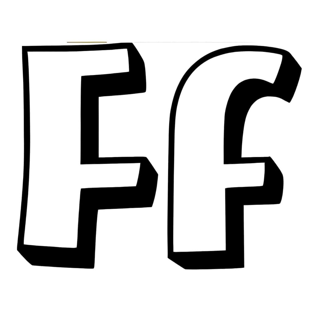 Desenho de Letra F Imprimivel para Colorir