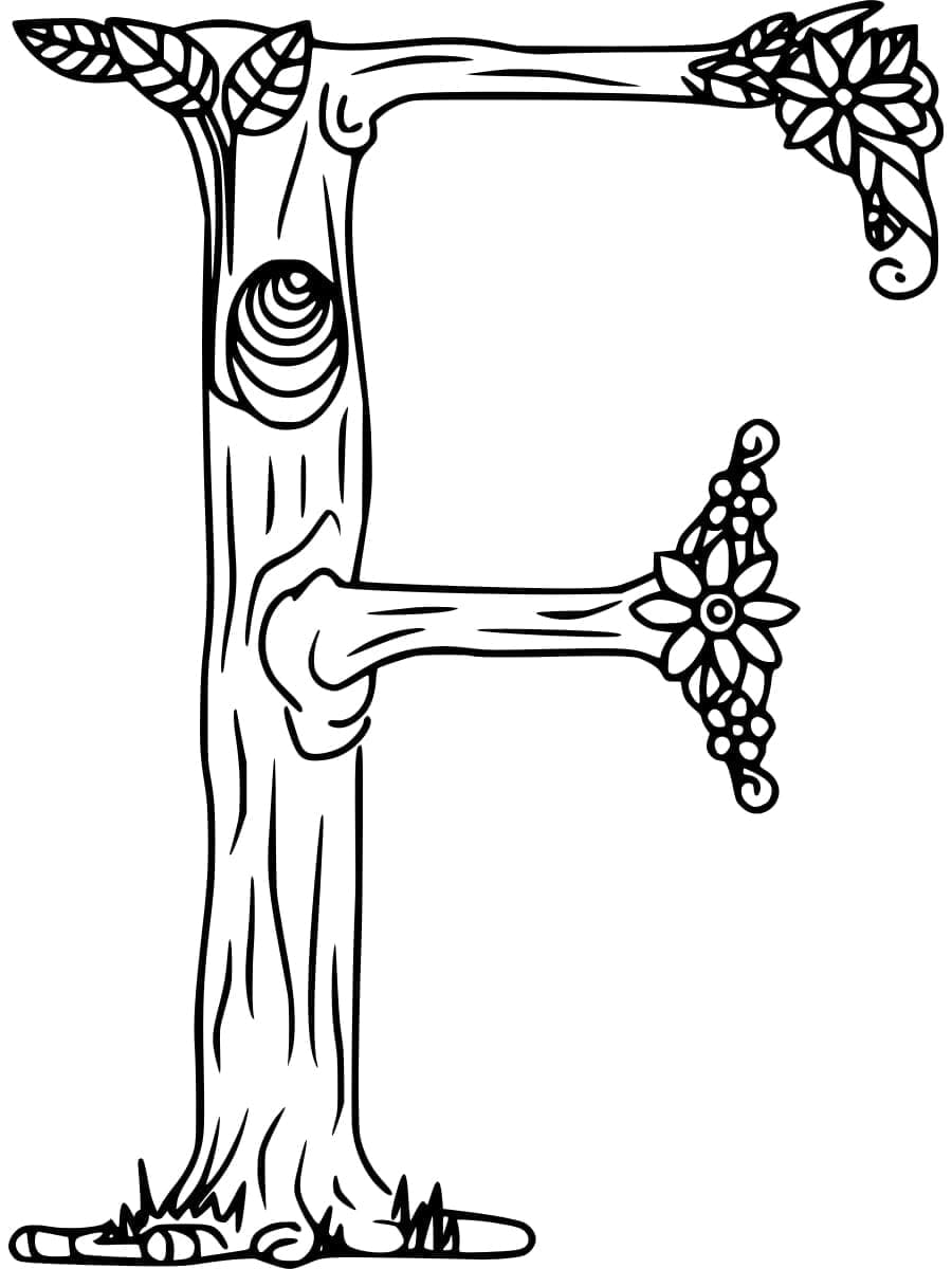 Desenho de Letra F Muito Bonita para Colorir