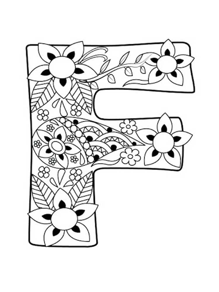Desenho de Linda Letra F para Colorir
