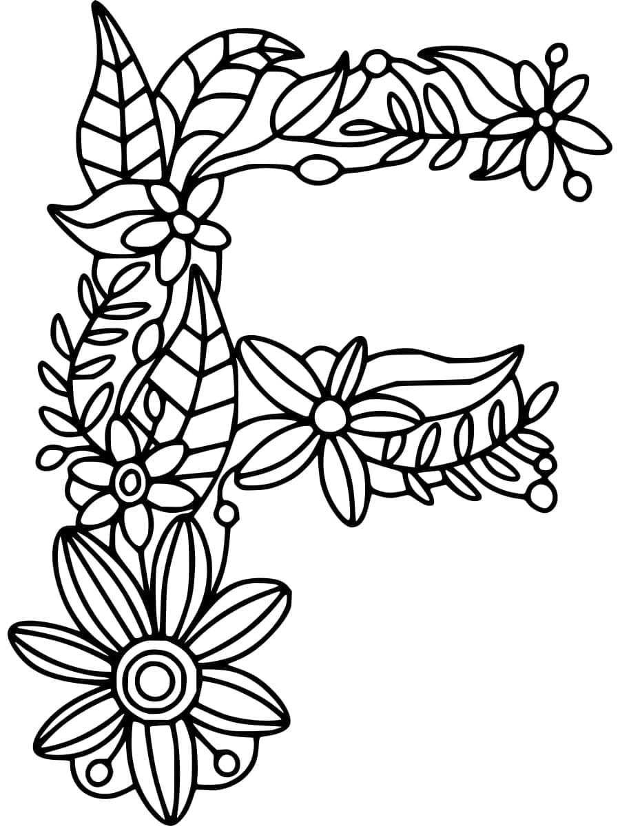 Desenho de Maravilhosa Letra F para Colorir