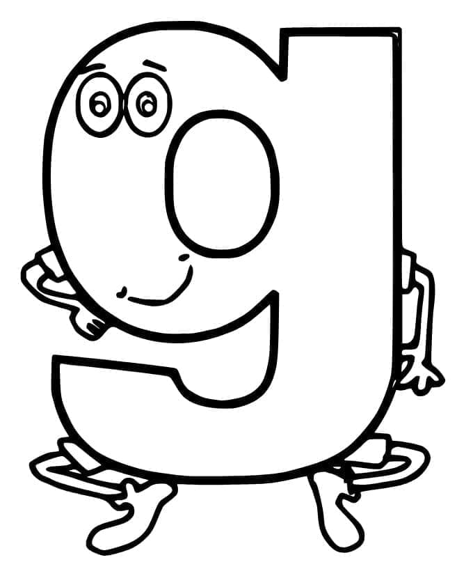 Desenho de Letra G Animada para Colorir